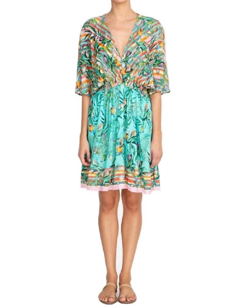 Front of a model wearing a size XL Taina Dolman Cover Up in Multi in Multi by Johnny Was. | dia_product_style_image_id:339822